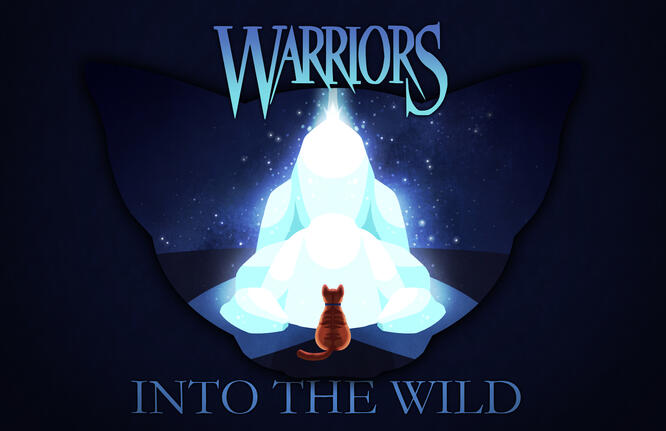 Symmetrical sillhouette fan illustration for the book series "Warriors" by Erin Hunter.