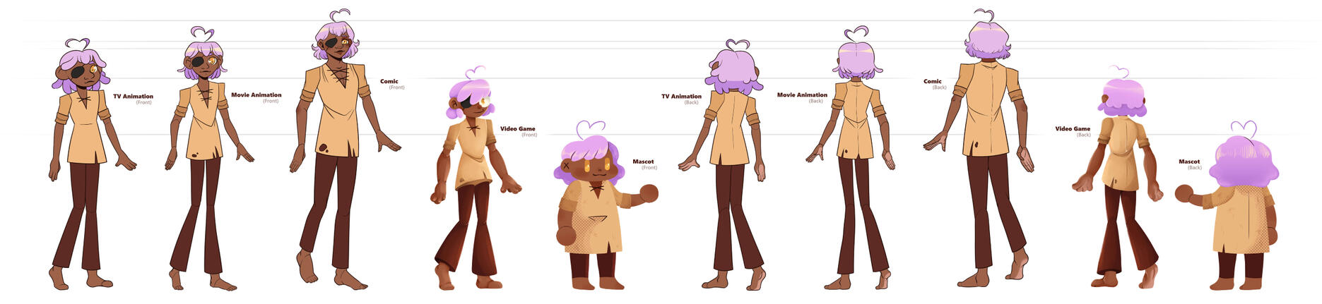 Iterative Character Design lineup in different styles